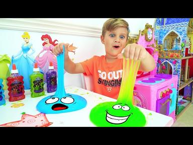 Diana and Roma Learn to share toys. Funny stories about slime cover
