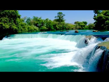 4k UHD Beautiful River & Waterfall Flowing. Water Sounds, Waterfall River, White Noise for Sleeping. cover