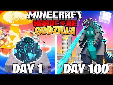 I Survived 100 DAYS as GODZILLA in HARDCORE Minecraft! cover